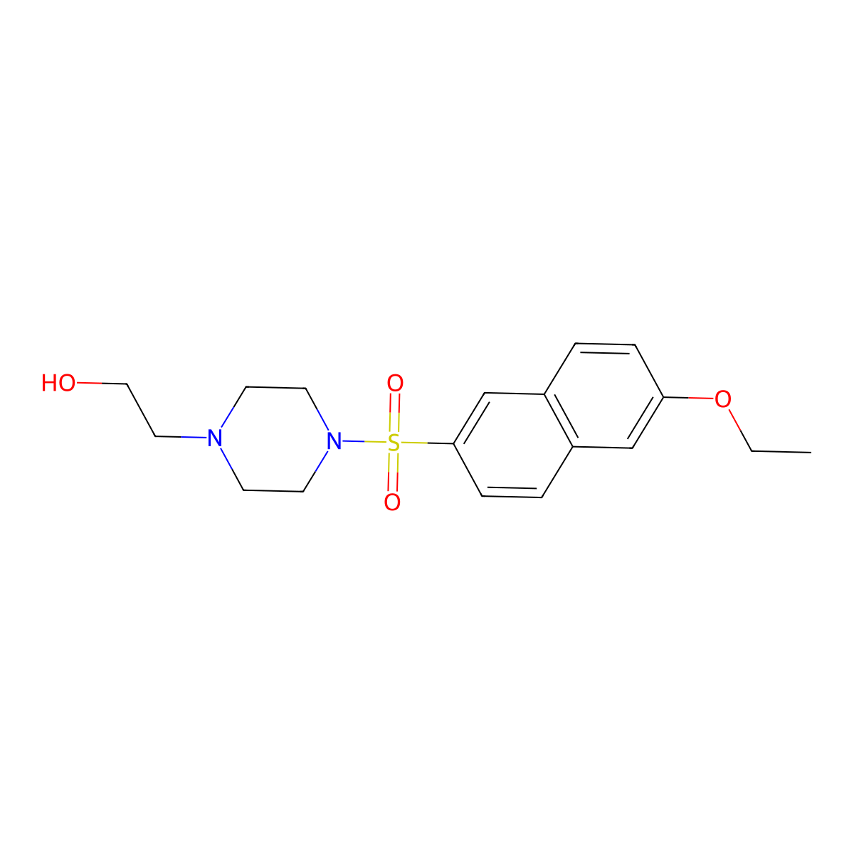 2-{4-[(6-Ethoxy-2-naphthyl)sulfonyl]-1-piperazinyl}ethanol molecular structure, CAS 1206126-78-4