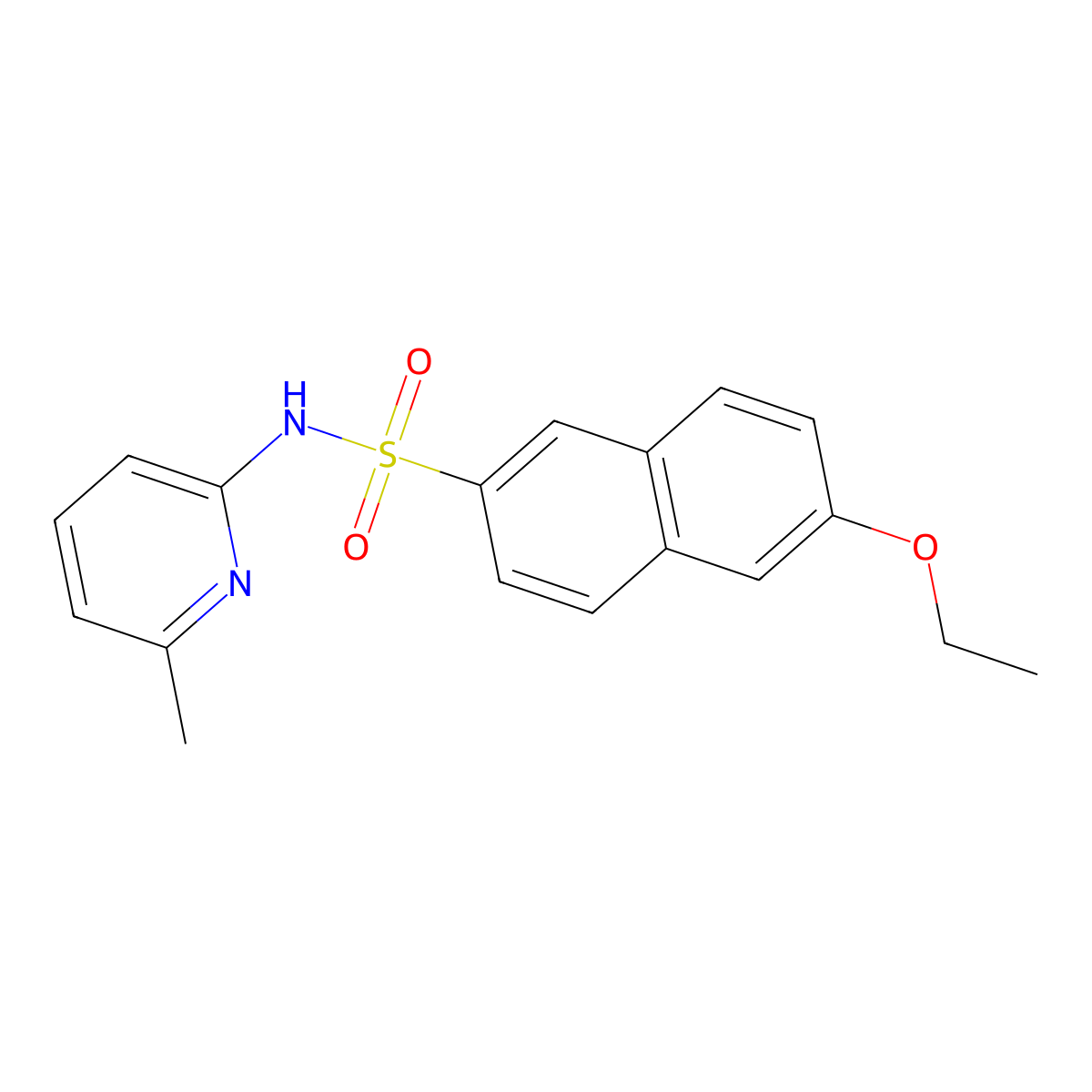 6-ethoxy-N-(6-methylpyridin-2-yl)naphthalene-2-sulfonamide molecular structure, CAS 1206126-97-7