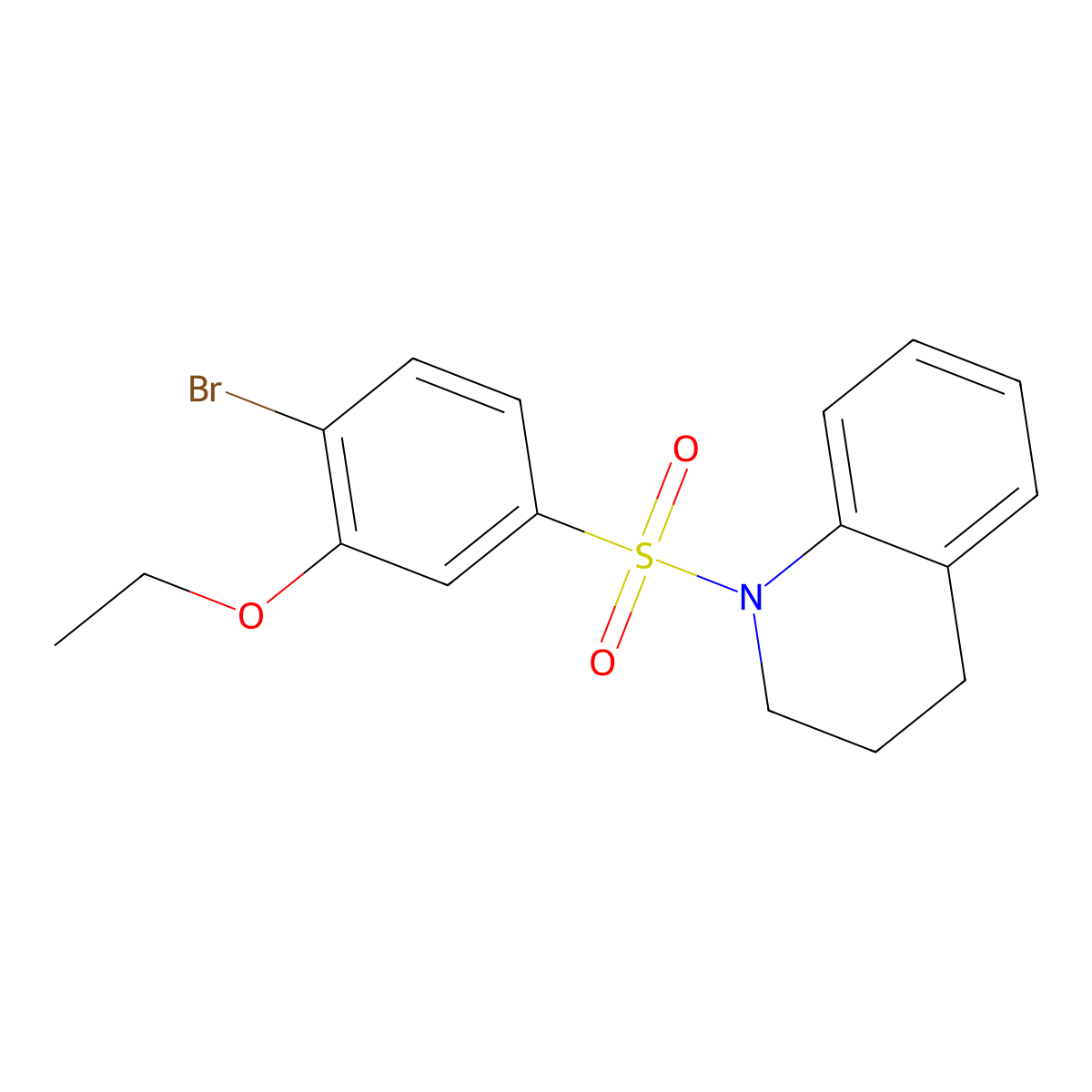 1-Bromo-2-ethoxy-4-(1,2,3,4-tetrahydroquinolylsulfonyl)benzene molecular structure, CAS 1206128-30-4