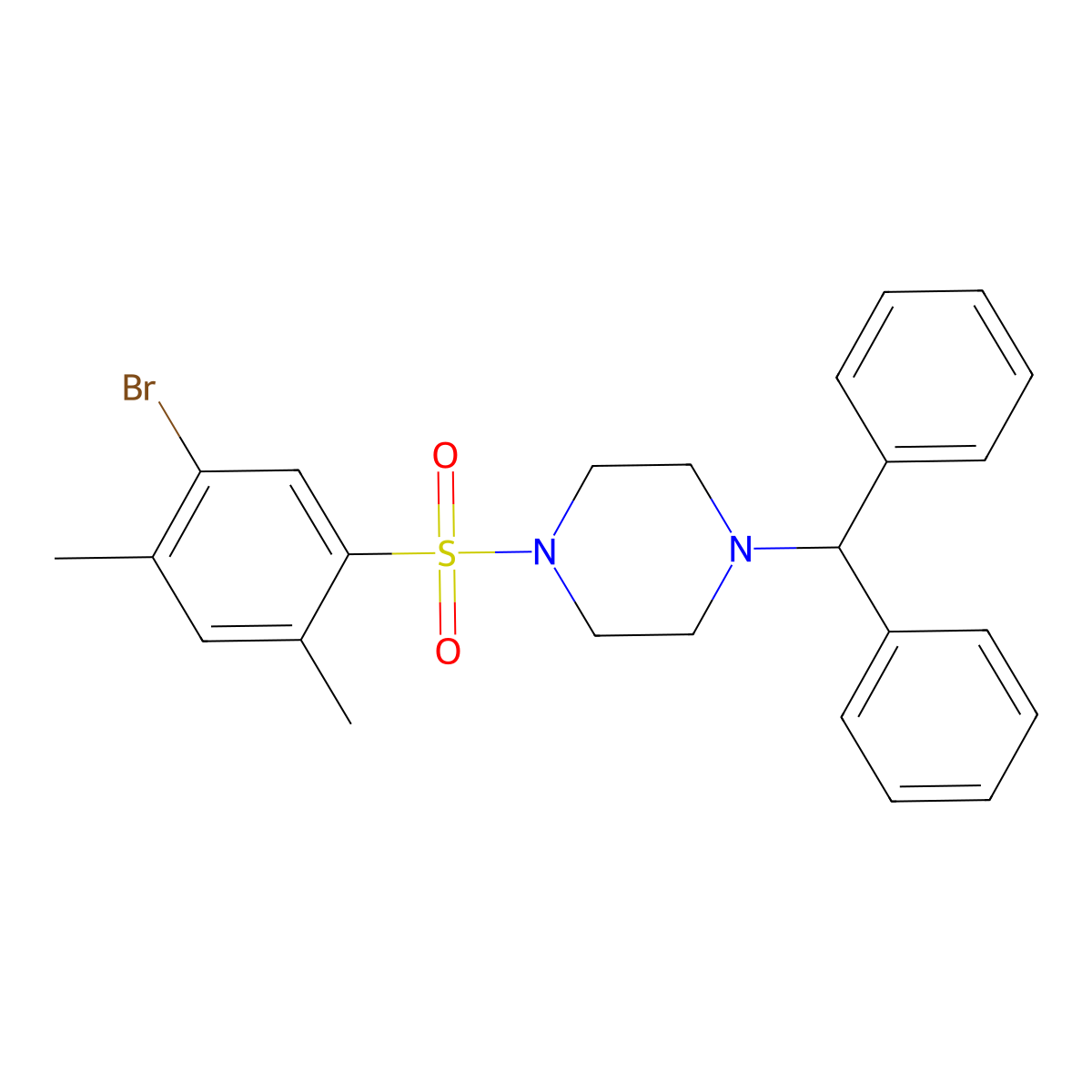 1-Benzhydryl-4-(5-bromo-2,4-dimethylphenyl)sulfonylpiperazine molecular structure, CAS 1206128-42-8