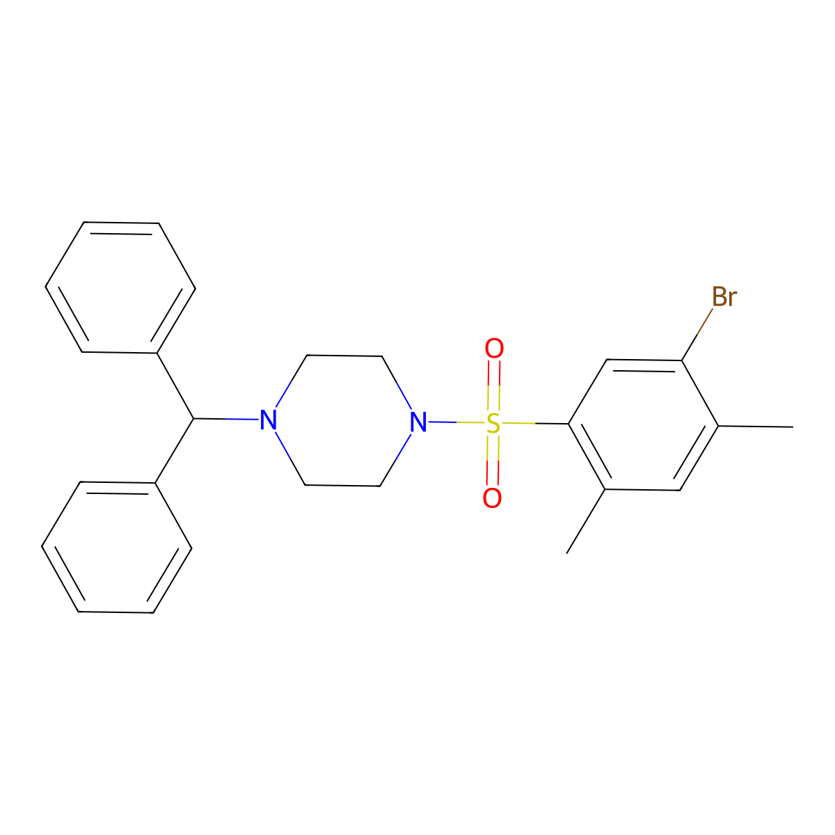 1-Benzhydryl-4-(5-bromo-2,4-dimethylphenyl)sulfonylpiperazine molecular structure, CAS 1206128-42-8