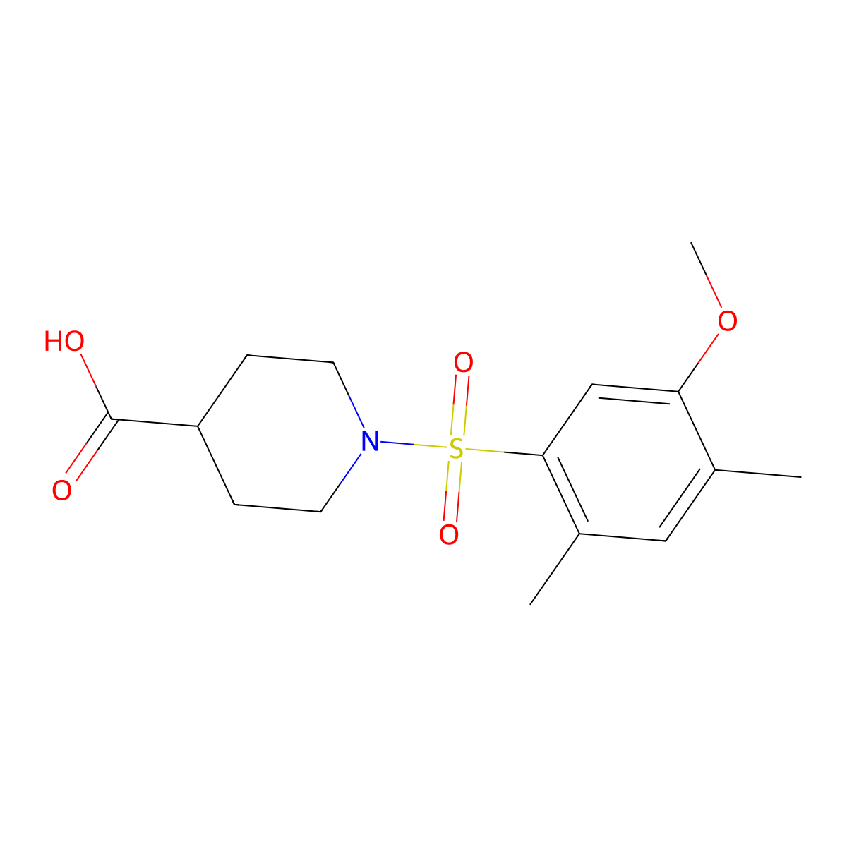 1-(5-Methoxy-2,4-dimethylbenzenesulfonyl)piperidine-4-carboxylic acid molecular structure, CAS 1206128-47-3