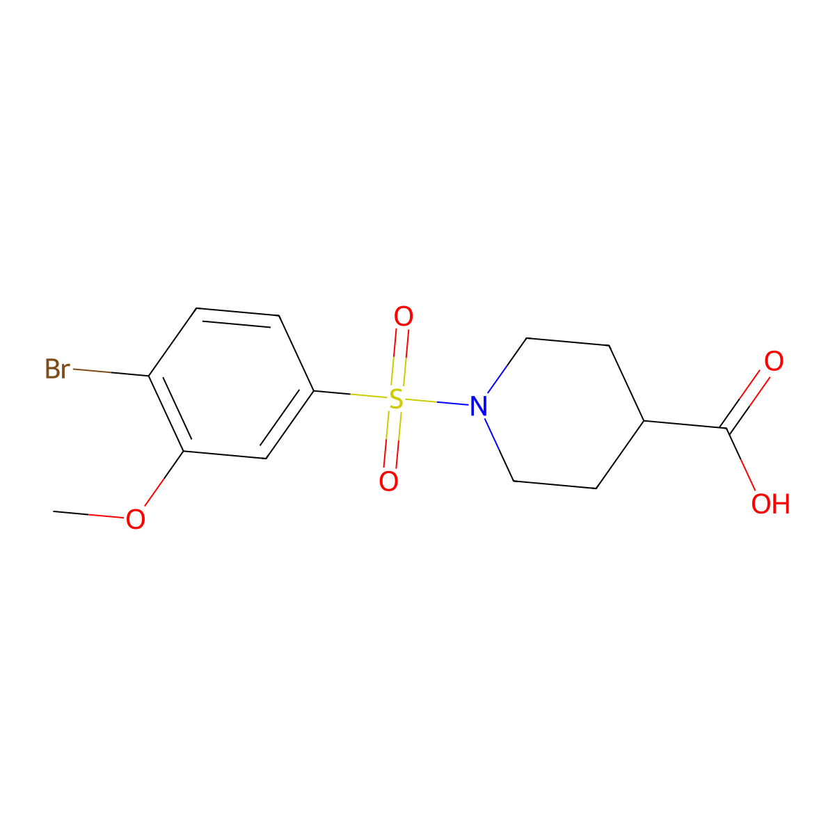 1-(4-Bromo-3-methoxybenzenesulfonyl)piperidine-4-carboxylic acid molecular structure, CAS 1206128-55-3