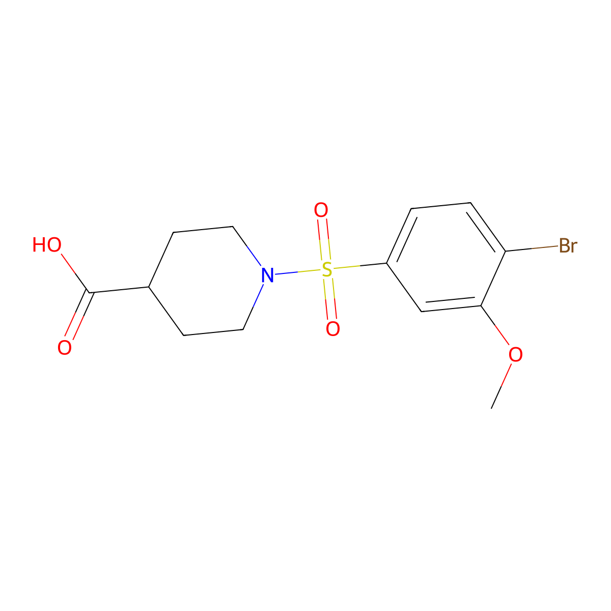 1-(4-Bromo-3-methoxybenzenesulfonyl)piperidine-4-carboxylic acid molecular structure, CAS 1206128-55-3