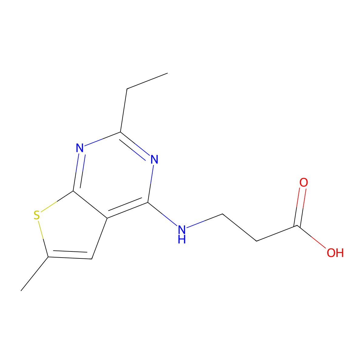 3-((2-Ethyl-6-methylthieno[2,3-d]pyrimidin-4-yl)amino)propanoic acid molecular structure, CAS 1206128-56-4