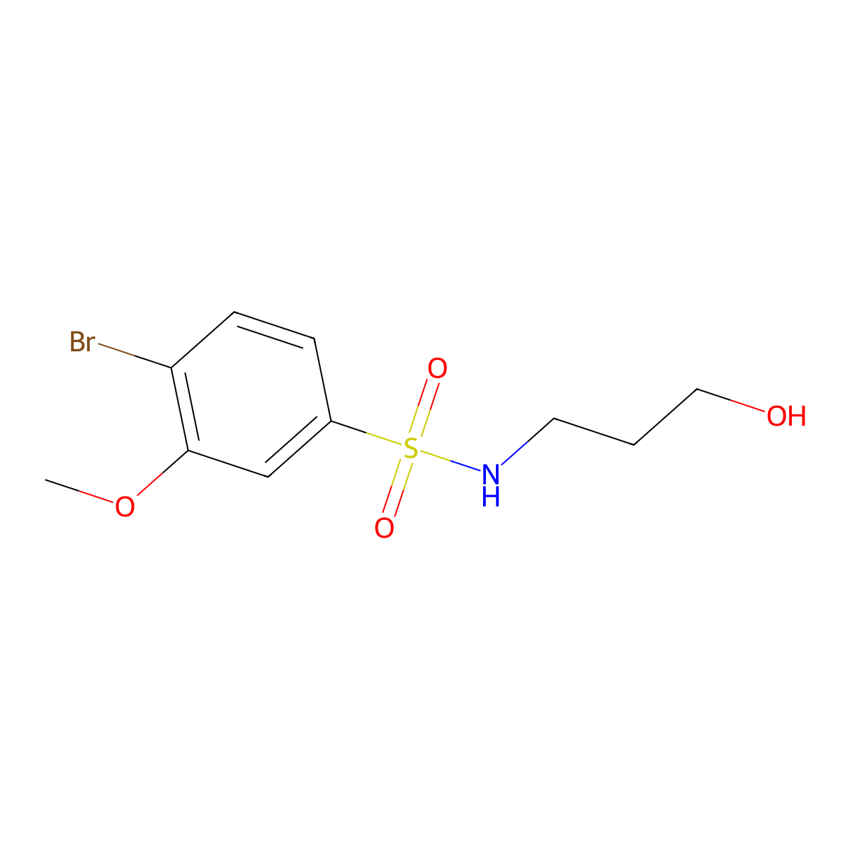 4-bromo-N-(3-hydroxypropyl)-3-methoxybenzenesulfonamide molecular structure, CAS 1206128-64-4