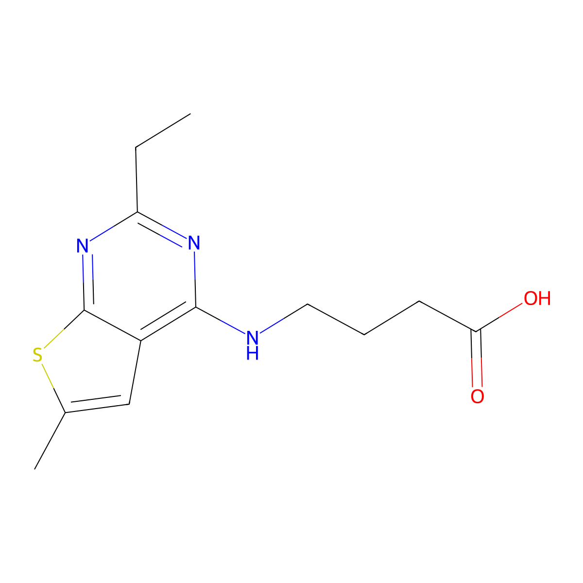 4-((2-Ethyl-6-methylthieno[2,3-d]pyrimidin-4-yl)amino)butanoic acid molecular structure, CAS 1206128-66-6