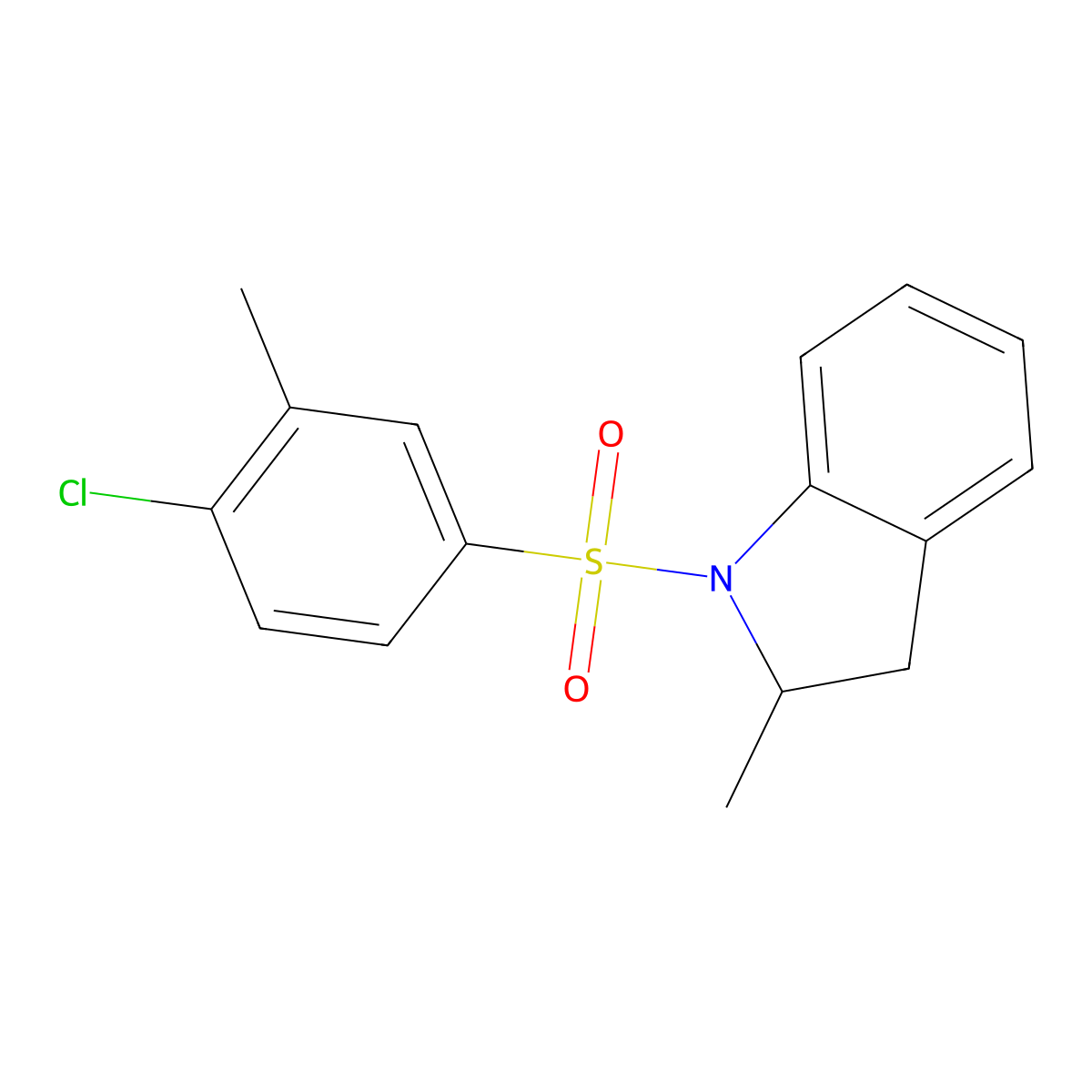 1-Chloro-2-methyl-4-[(2-methylindolinyl)sulfonyl]benzene molecular structure, CAS 1206129-66-9