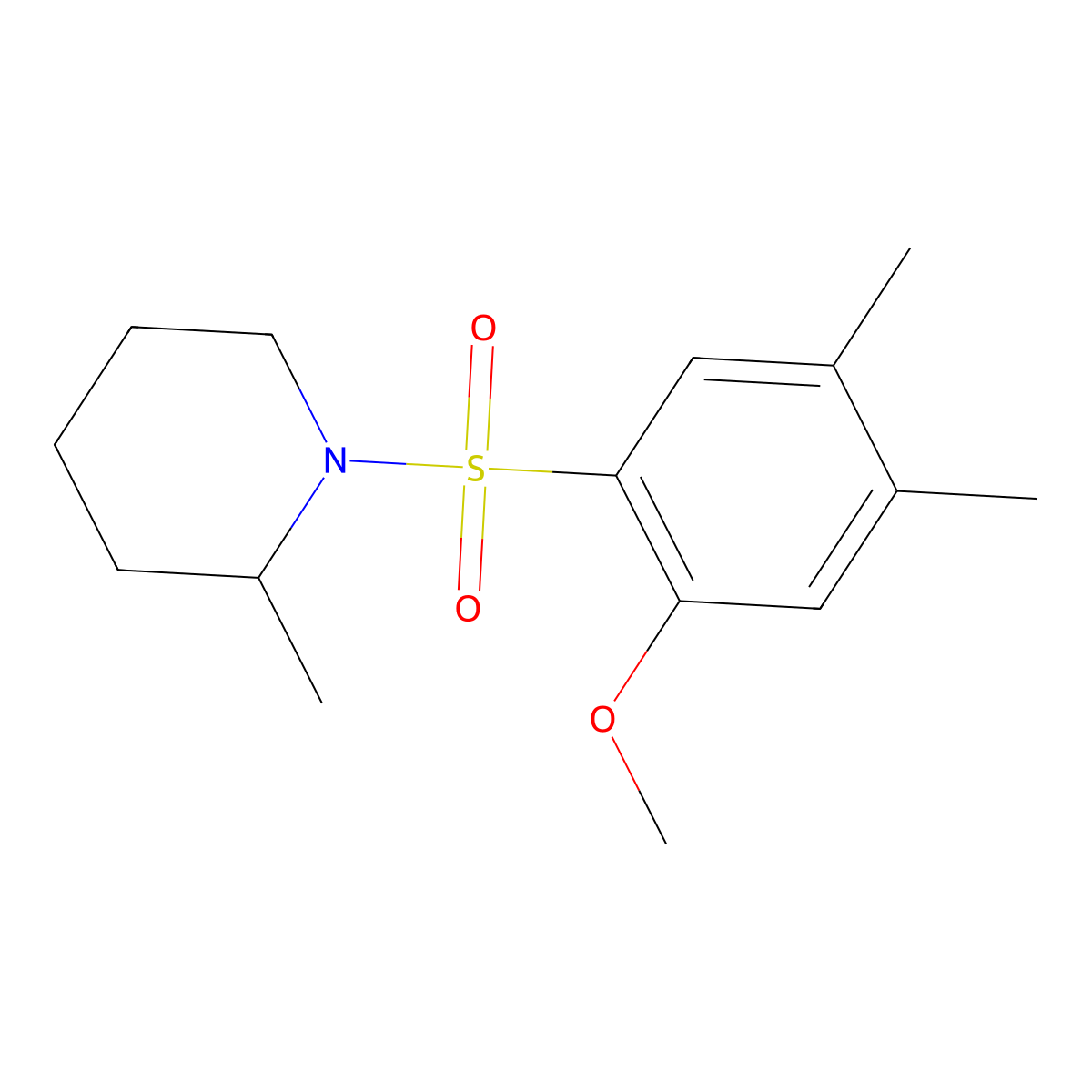 1-[(2-Methoxy-4,5-dimethylphenyl)sulfonyl]-2-methylpiperidine molecular structure, CAS 1206129-71-6