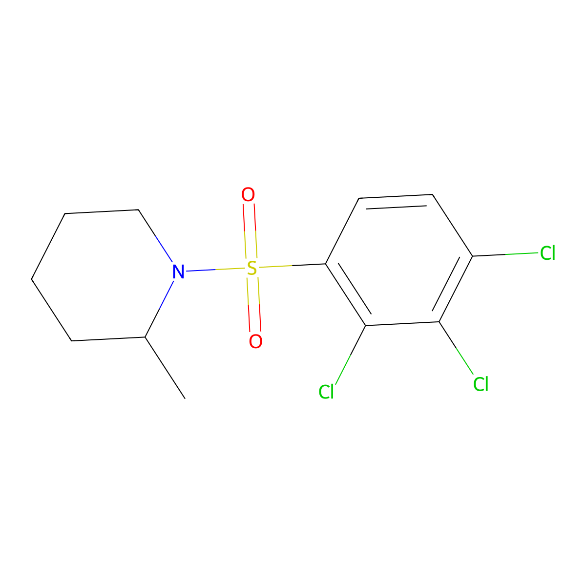 2-Methyl-1-(2,3,4-trichlorobenzenesulfonyl)piperidine molecular structure, CAS 1206129-76-1