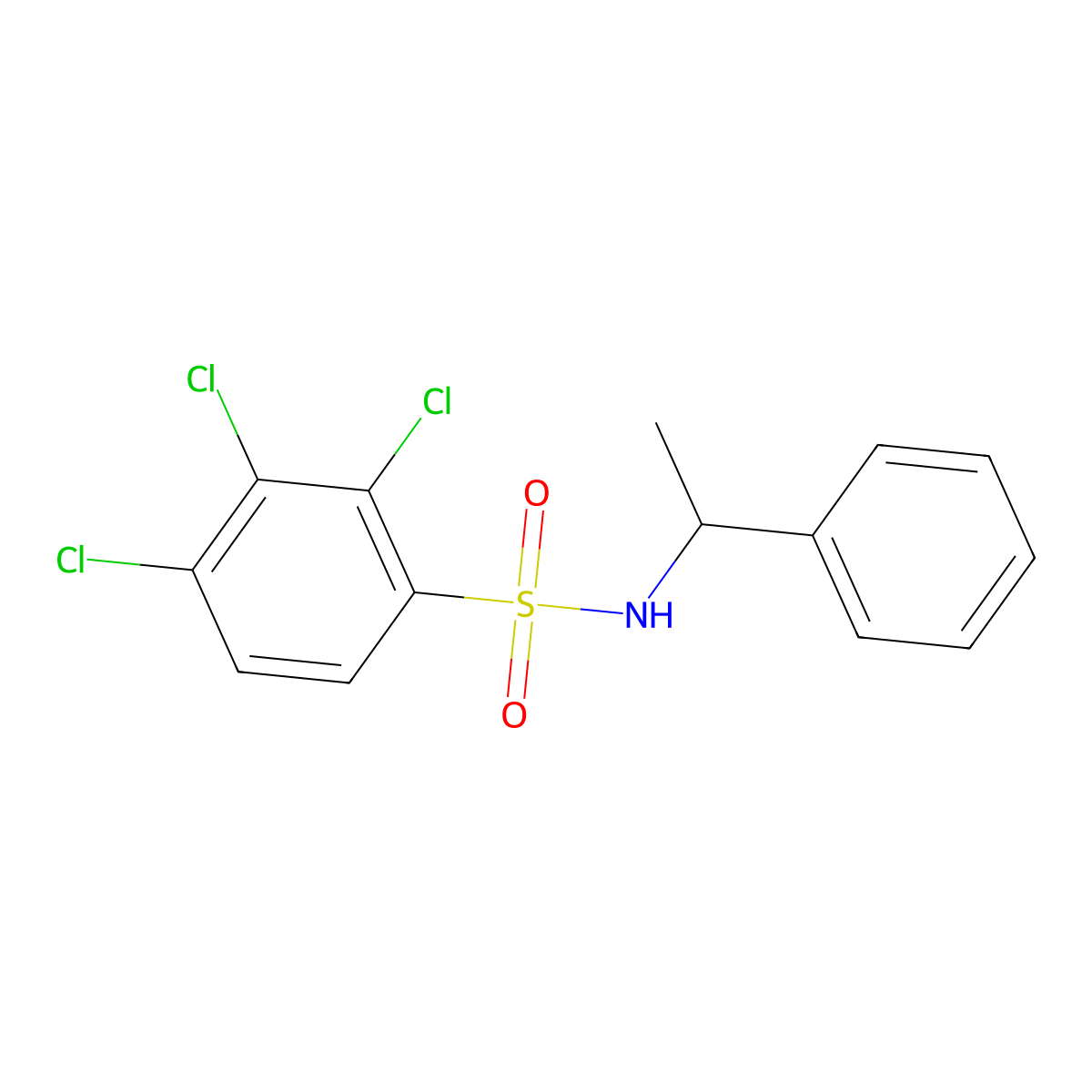 2,3,4-trichloro-N-(1-phenylethyl)benzene-1-sulfonamide molecular structure, CAS 1206133-12-1