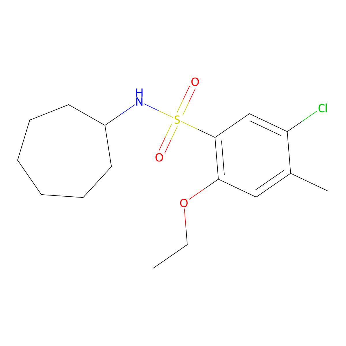 [(5-Chloro-2-ethoxy-4-methylphenyl)sulfonyl]cycloheptylamine molecular structure, CAS 1206133-27-8