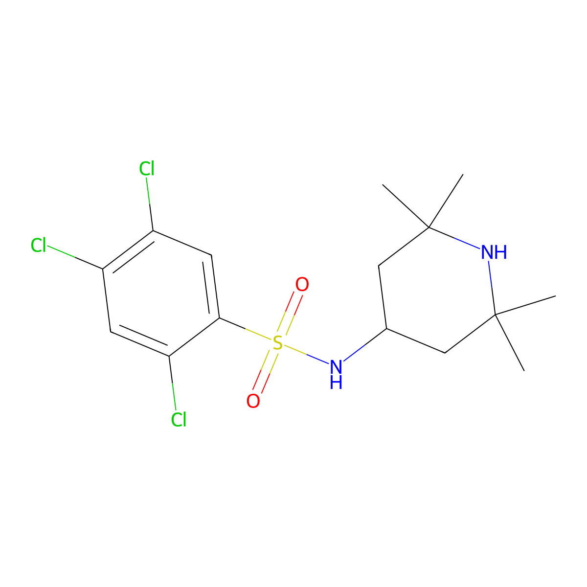 2,4,5-trichloro-N-(2,2,6,6-tetramethylpiperidin-4-yl)benzene-1-sulfonamide molecular structure, CAS 1206133-30-3