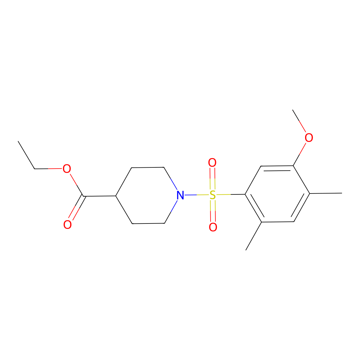 Ethyl 1-(5-methoxy-2,4-dimethylbenzenesulfonyl)piperidine-4-carboxylate molecular structure, CAS 1206133-59-6