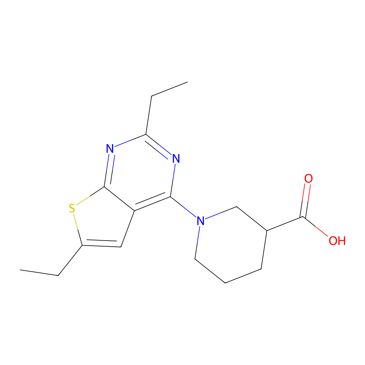 1-(2,6-Diethylthieno[2,3-d]pyrimidin-4-yl)piperidine-3-carboxylic acid molecular structure, CAS 1206133-75-6