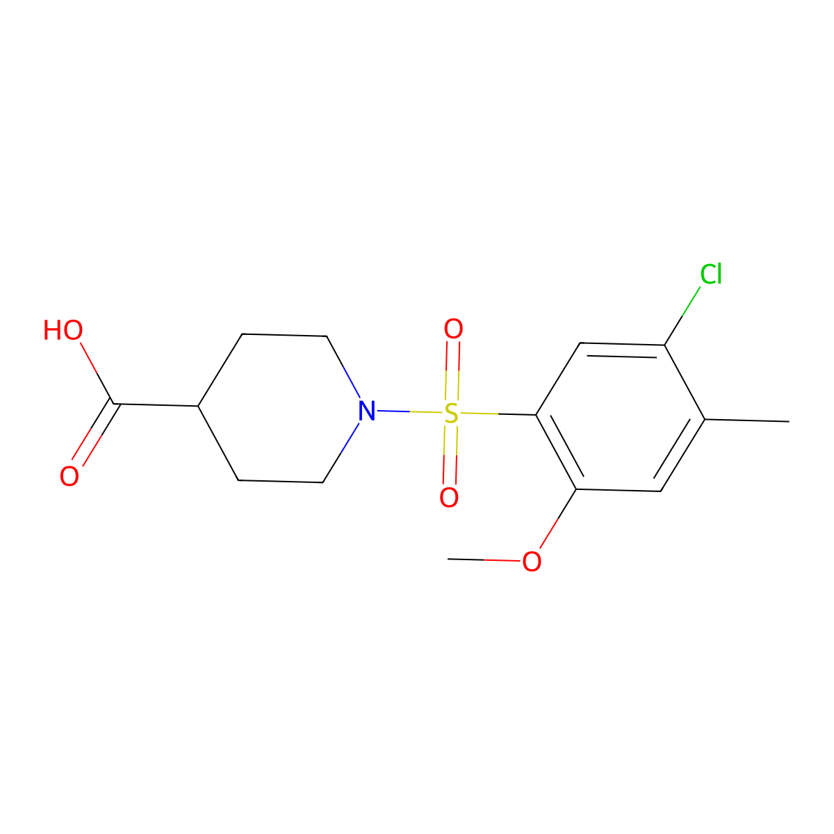 1-[(5-Chloro-2-methoxy-4-methylphenyl)sulfonyl]-4-piperidinecarboxylic acid molecular structure, CAS 1206133-86-9
