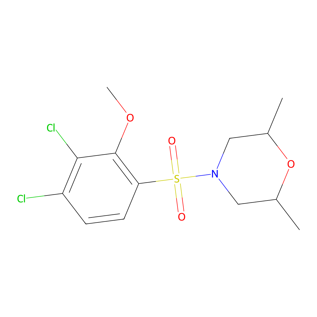 4-(3,4-Dichloro-2-methoxybenzenesulfonyl)-2,6-dimethylmorpholine molecular structure, CAS 1206134-76-0