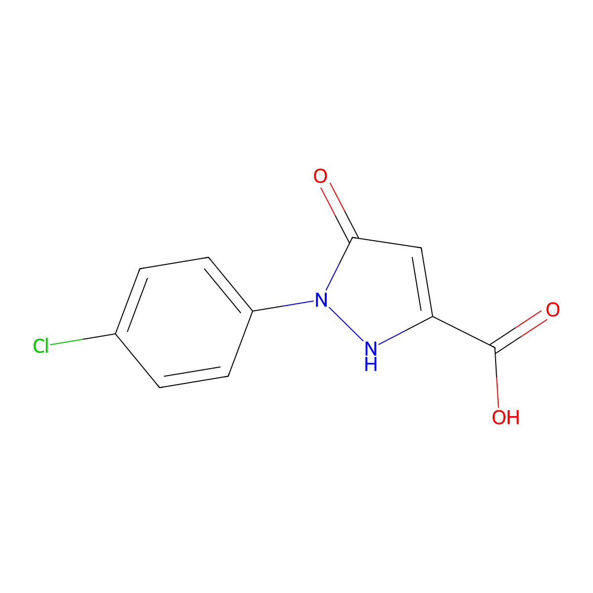 1-(4-chlorophenyl)-5-oxo-2,5-dihydro-1H-pyrazole-3-carboxylic acid molecular structure, CAS 1206134-81-7