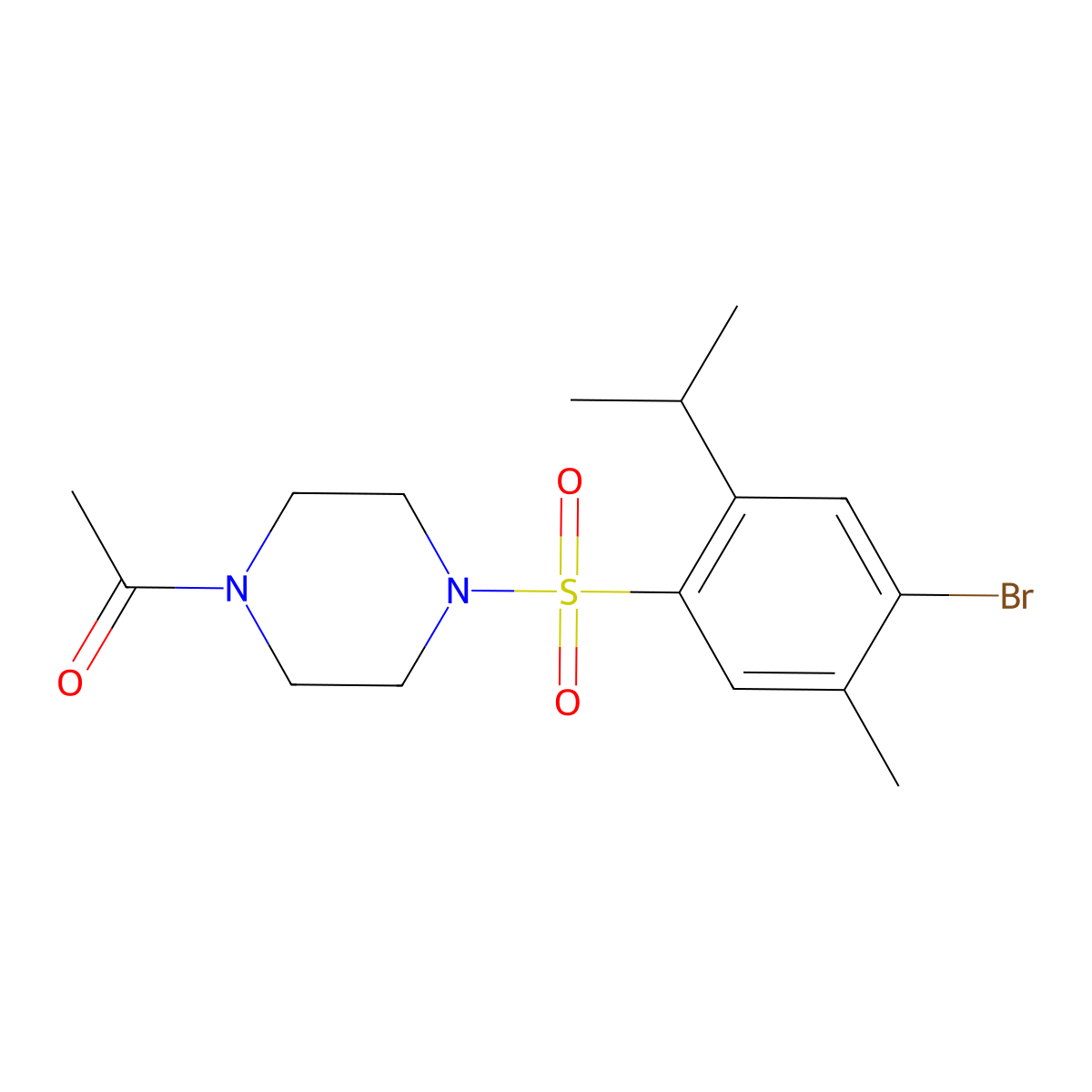 1-Acetyl-4-[(4-bromo-2-isopropyl-5-methylphenyl)sulfonyl]piperazine molecular structure, CAS 1206136-33-5