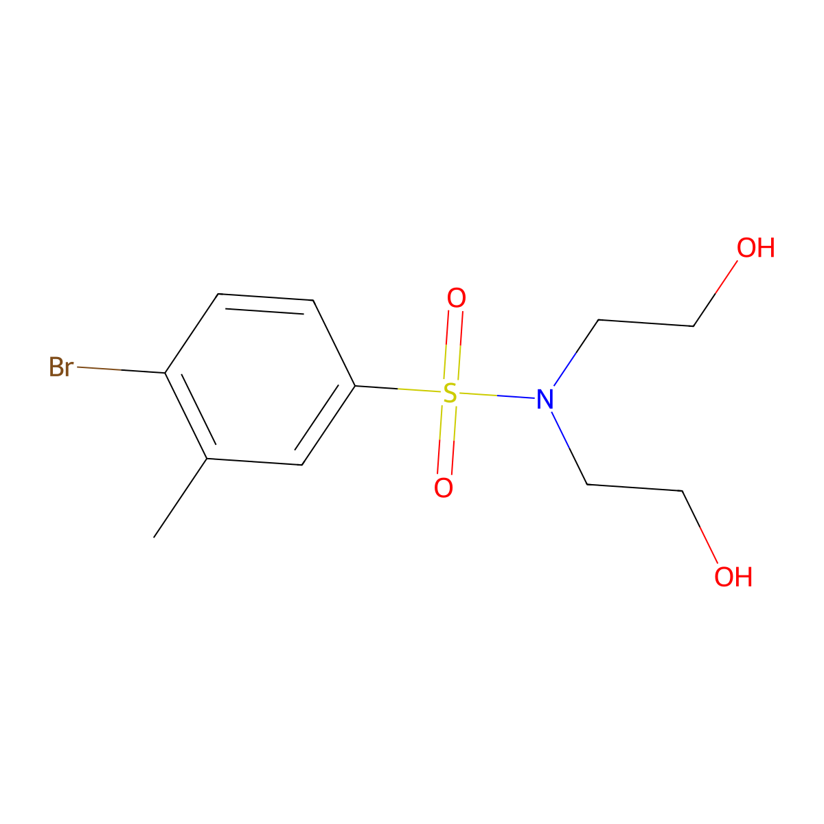 4-bromo-N,N-bis(2-hydroxyethyl)-3-methylbenzenesulfonamide molecular structure, CAS 1206136-44-8