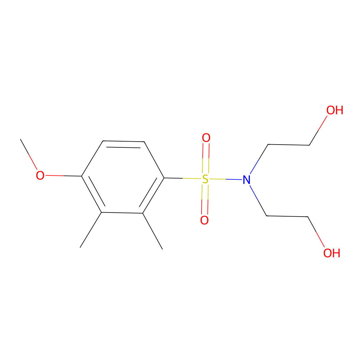 Bis(2-hydroxyethyl)[(4-methoxy-2,3-dimethylphenyl)sulfonyl]amine molecular structure, CAS 1206136-50-6