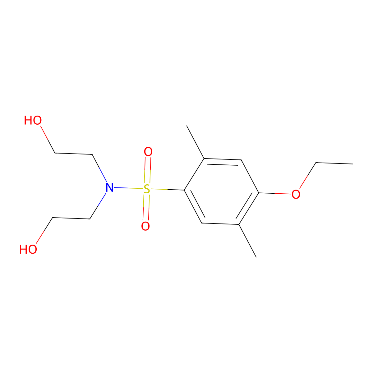 Bis(2-hydroxyethyl)[(4-ethoxy-2,5-dimethylphenyl)sulfonyl]amine molecular structure, CAS 1206136-59-5