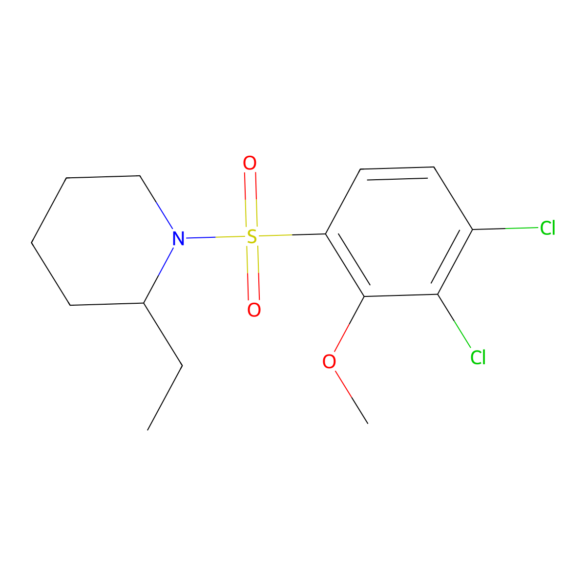 1-(3,4-Dichloro-2-methoxybenzenesulfonyl)-2-ethylpiperidine molecular structure, CAS 1206137-08-7