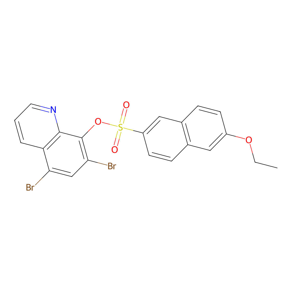 5,7-Dibromoquinolin-8-yl 6-ethoxynaphthalene-2-sulfonate molecular structure, CAS 1206137-24-7