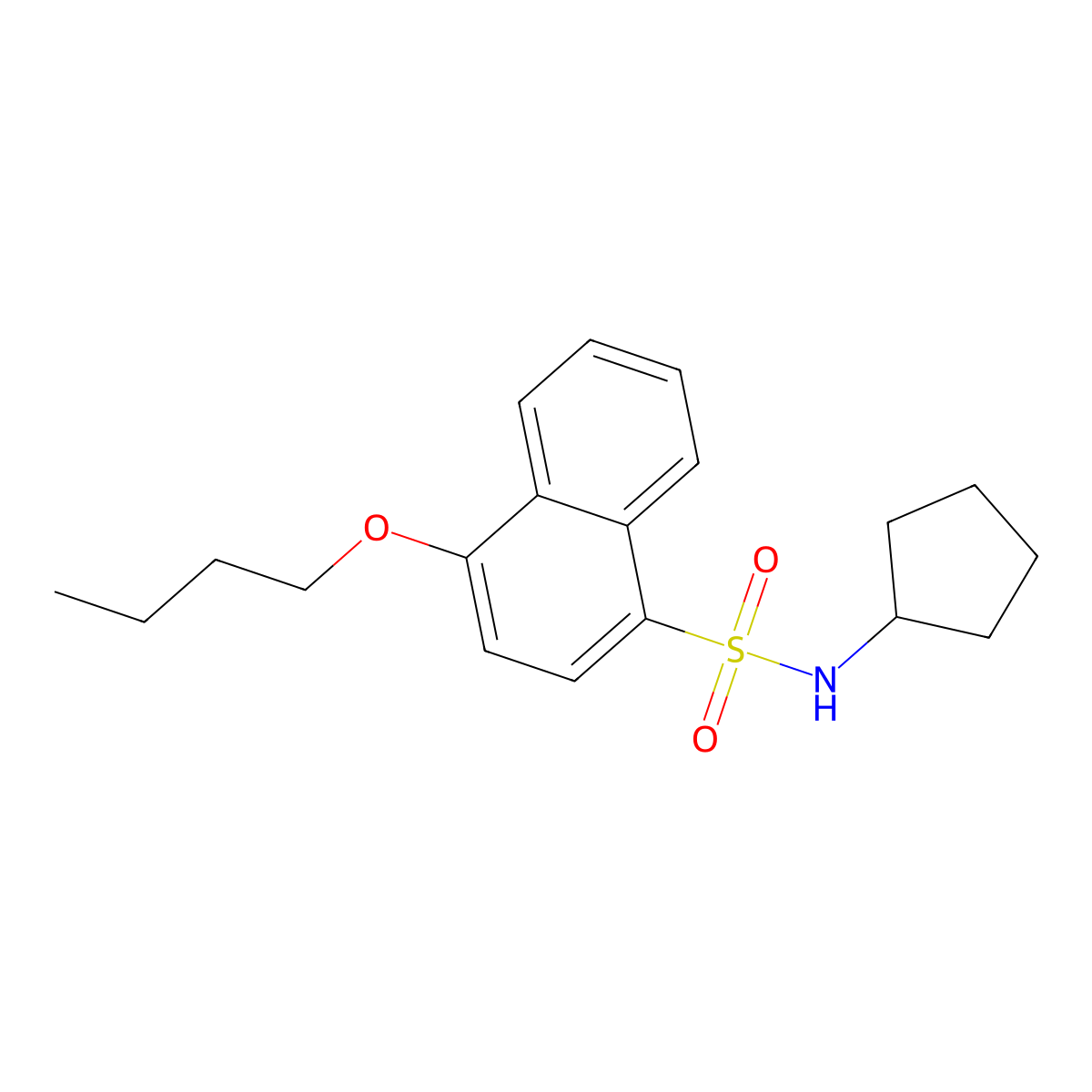 4-butoxy-N-cyclopentylnaphthalene-1-sulfonamide molecular structure, CAS 1206137-34-9