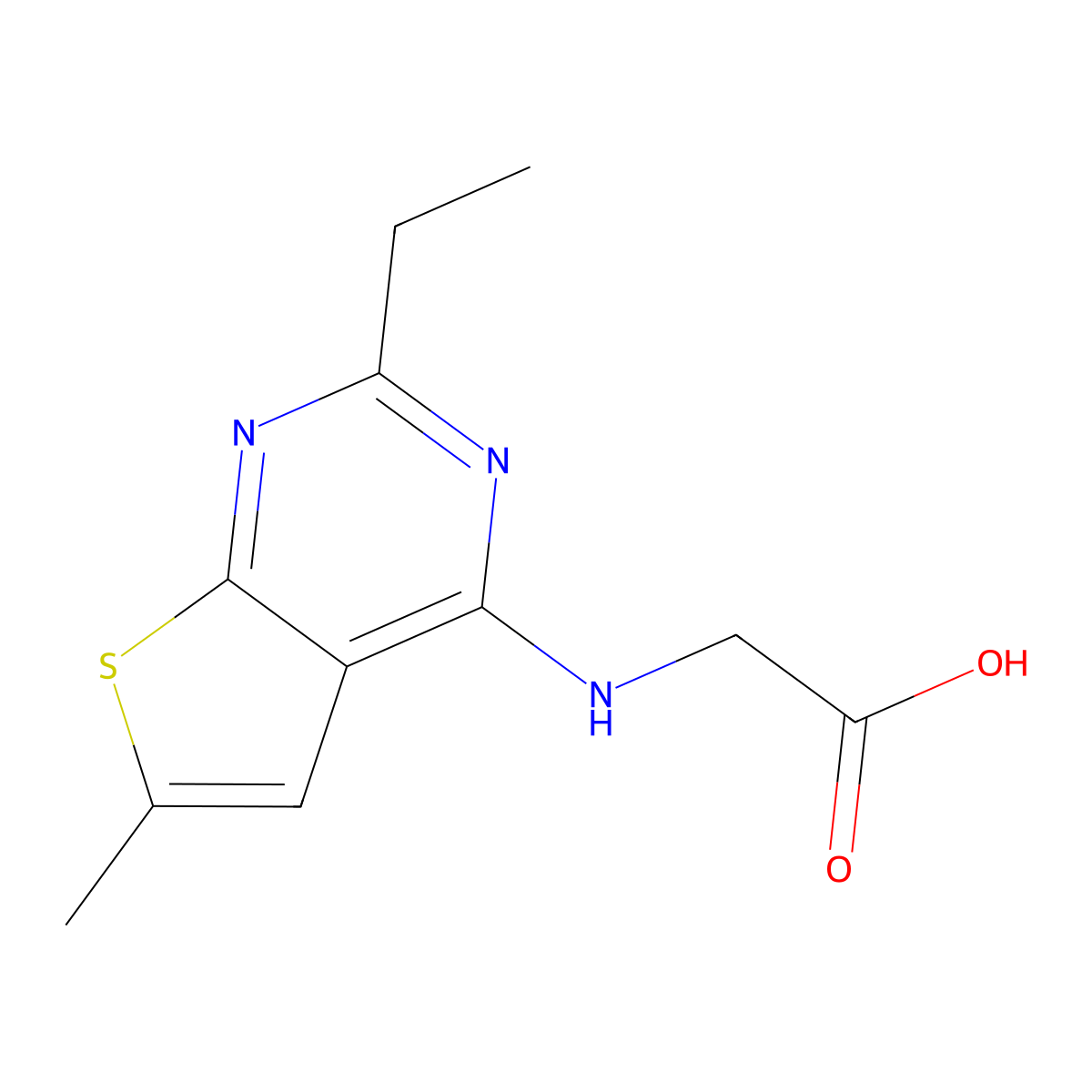 N-(2-ethyl-6-methylthieno[2,3-d]pyrimidin-4-yl)glycine molecular structure, CAS 1206137-35-0