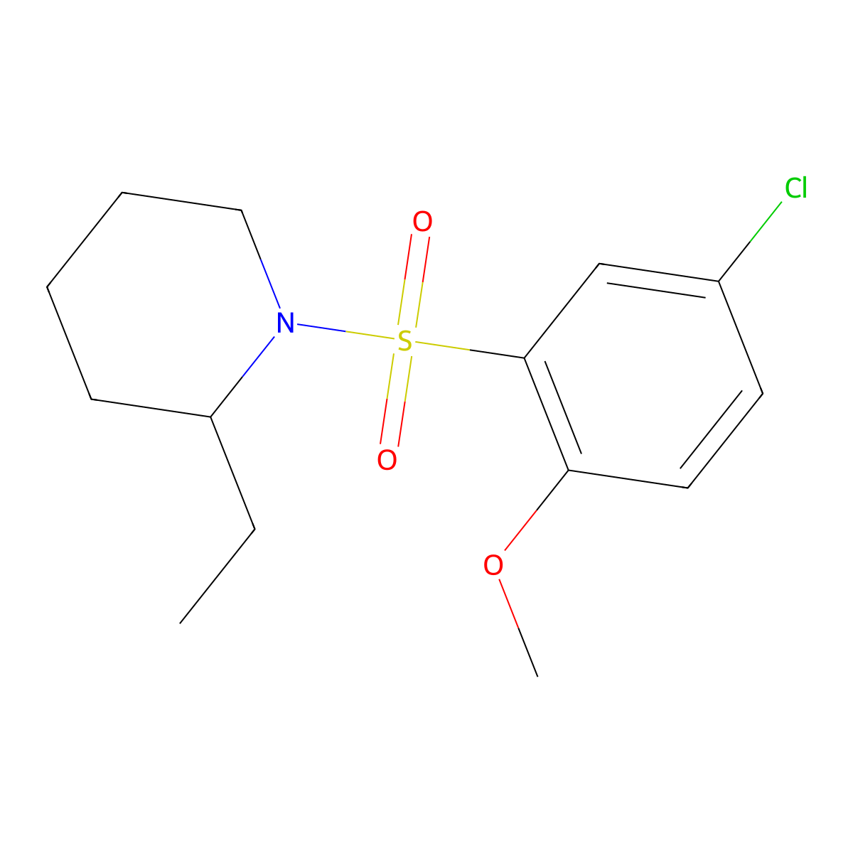 1-(5-Chloro-2-methoxybenzenesulfonyl)-2-ethylpiperidine molecular structure, CAS 1206137-51-0