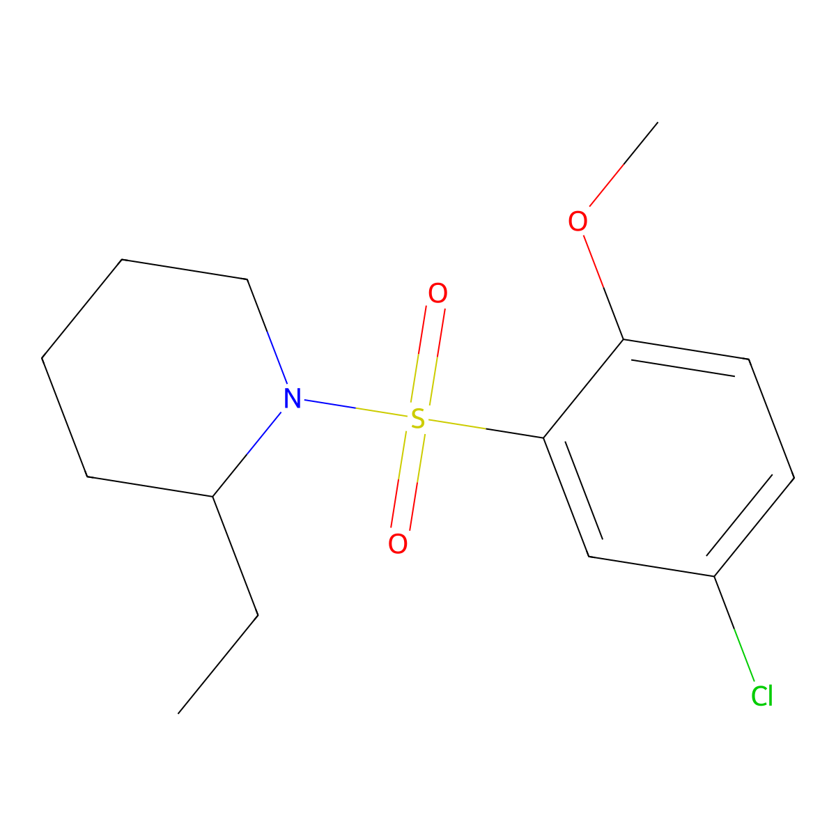 1-(5-Chloro-2-methoxybenzenesulfonyl)-2-ethylpiperidine molecular structure, CAS 1206137-51-0