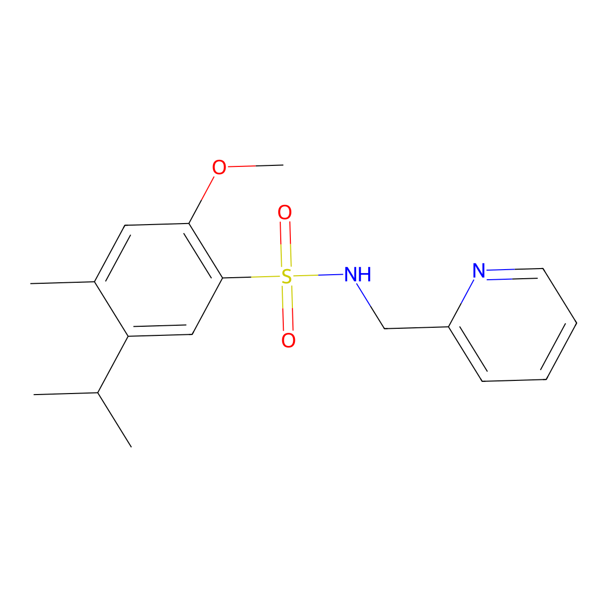 5-isopropyl-2-methoxy-4-methyl-N-(2-pyridinylmethyl)benzenesulfonamide molecular structure, CAS 1206138-53-5