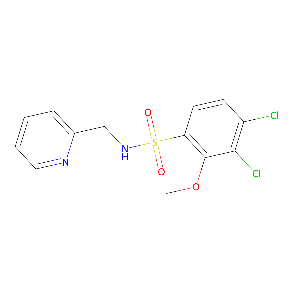 3,4-dichloro-2-methoxy-N-(2-pyridinylmethyl)benzenesulfonamide molecular structure, CAS 1206138-58-0