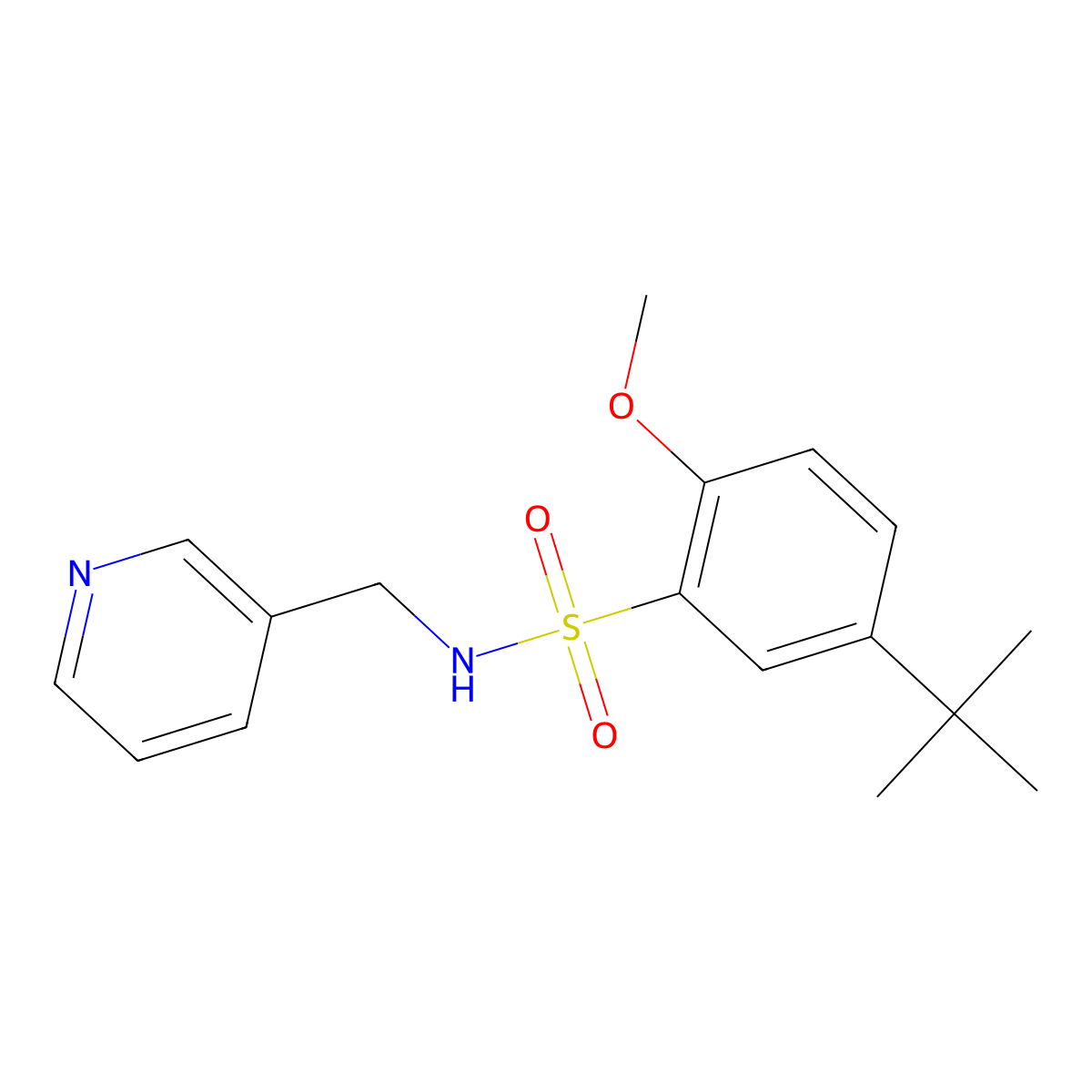 {[5-(Tert-butyl)-2-methoxyphenyl]sulfonyl}(3-pyridylmethyl)amine molecular structure, CAS 1206139-08-3