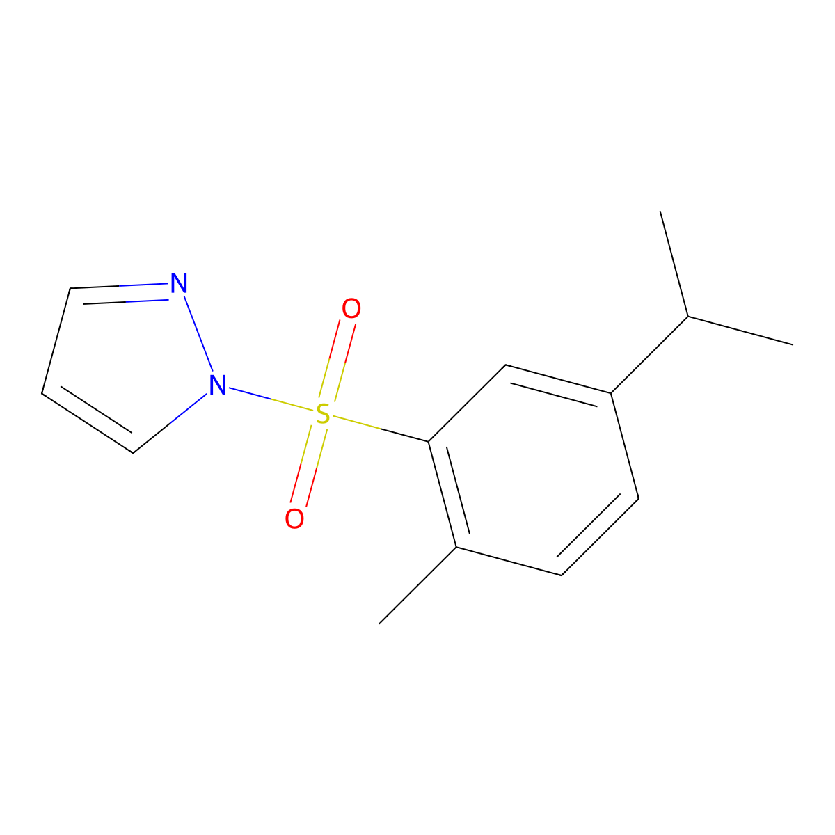 1-[2-methyl-5-(propan-2-yl)benzenesulfonyl]-1H-pyrazole molecular structure, CAS 1206139-86-7
