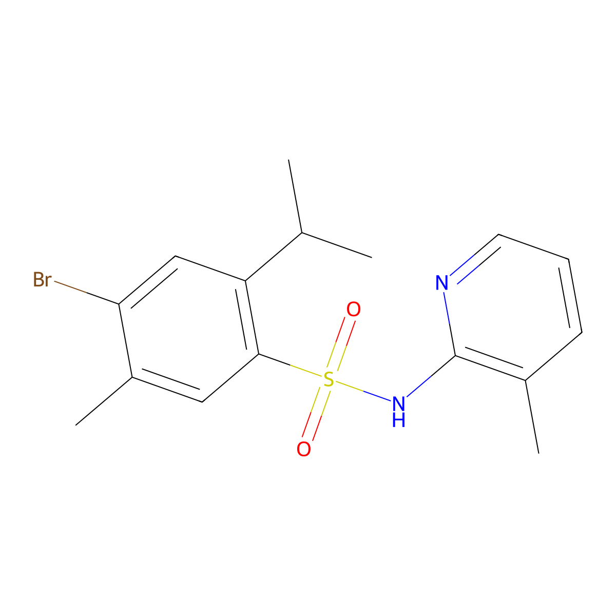 {[4-Bromo-5-methyl-2-(methylethyl)phenyl]sulfonyl}(3-methyl(2-pyridyl))amine molecular structure, CAS 1206139-91-4
