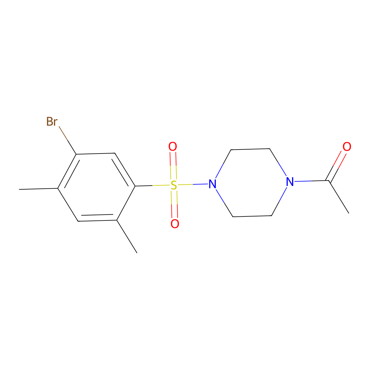 1-Acetyl-4-[(5-bromo-2,4-dimethylphenyl)sulfonyl]piperazine molecular structure, CAS 1206140-25-1
