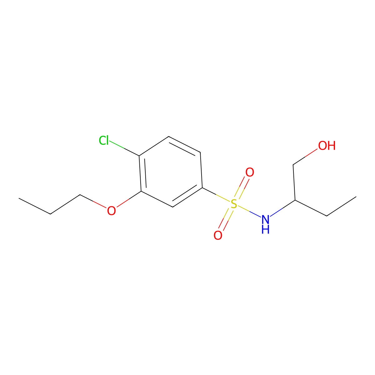 4-chloro-N-[1-(hydroxymethyl)propyl]-3-propoxybenzenesulfonamide molecular structure, CAS 1206140-27-3