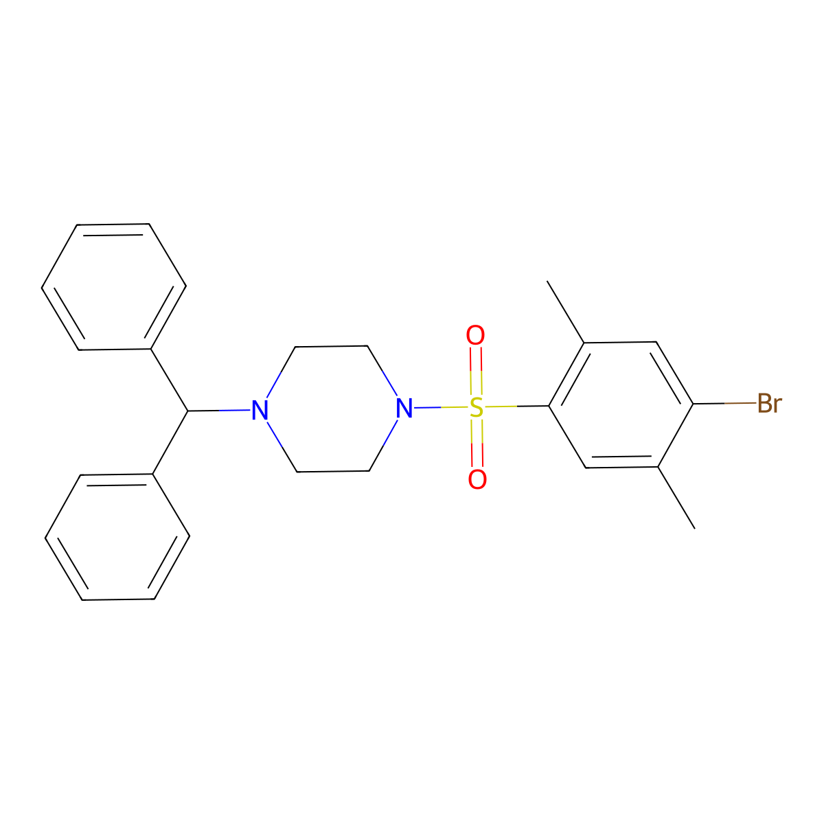 1-(4-Bromo-2,5-dimethylbenzenesulfonyl)-4-(diphenylmethyl)piperazine molecular structure, CAS 1206140-44-4