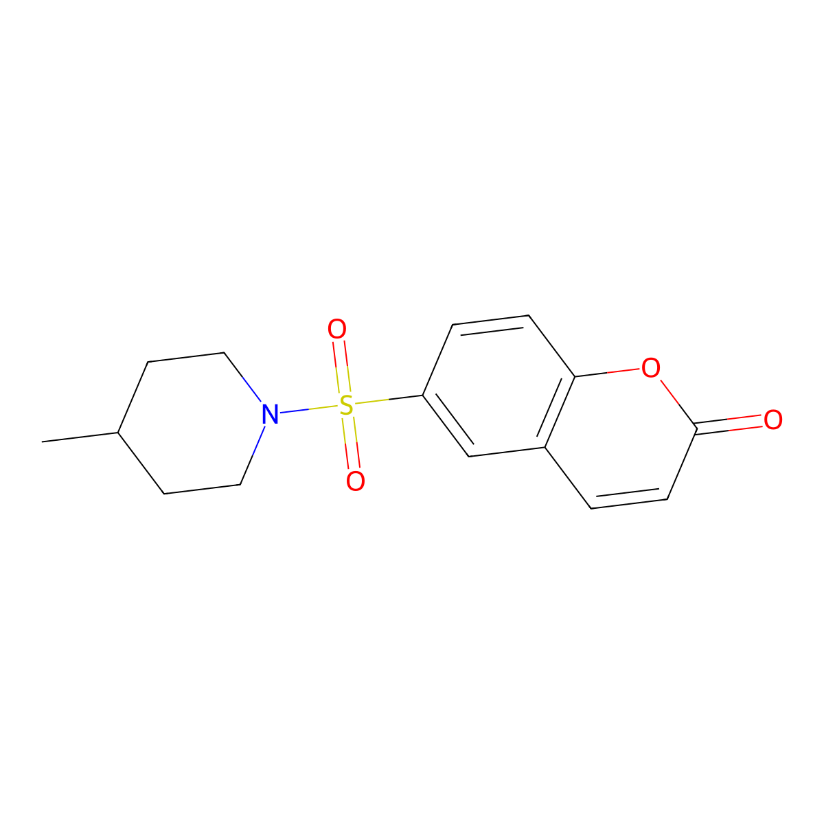 6-[(4-Methylpiperidyl)sulfonyl]chromen-2-one molecular structure, CAS 1206141-71-0
