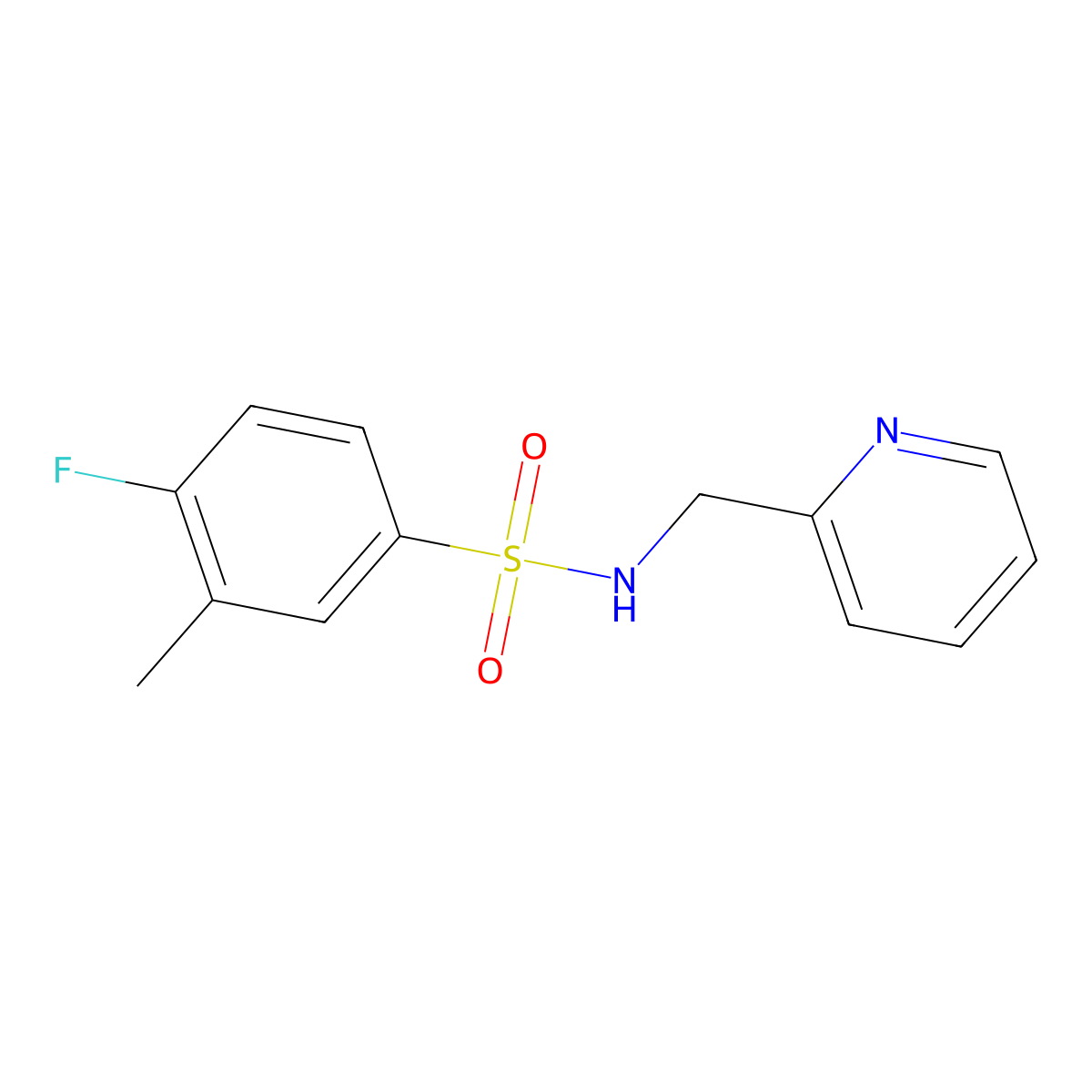 4-fluoro-3-methyl-N-(2-pyridinylmethyl)benzenesulfonamide molecular structure, CAS 1206142-18-8