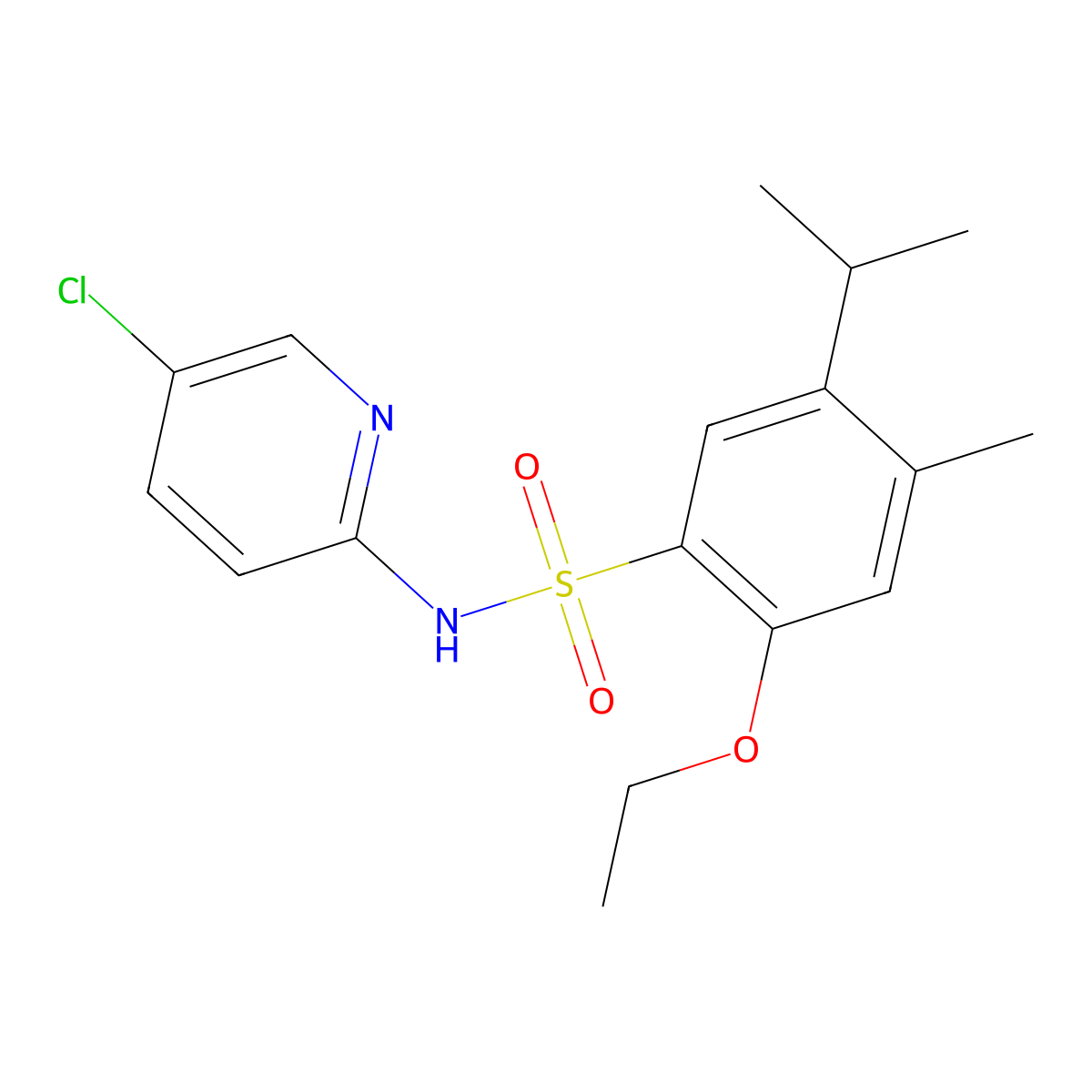 N-(5-chloropyridin-2-yl)-2-ethoxy-4-methyl-5-(propan-2-yl)benzene-1-sulfonamide molecular structure, CAS 1206142-34-8