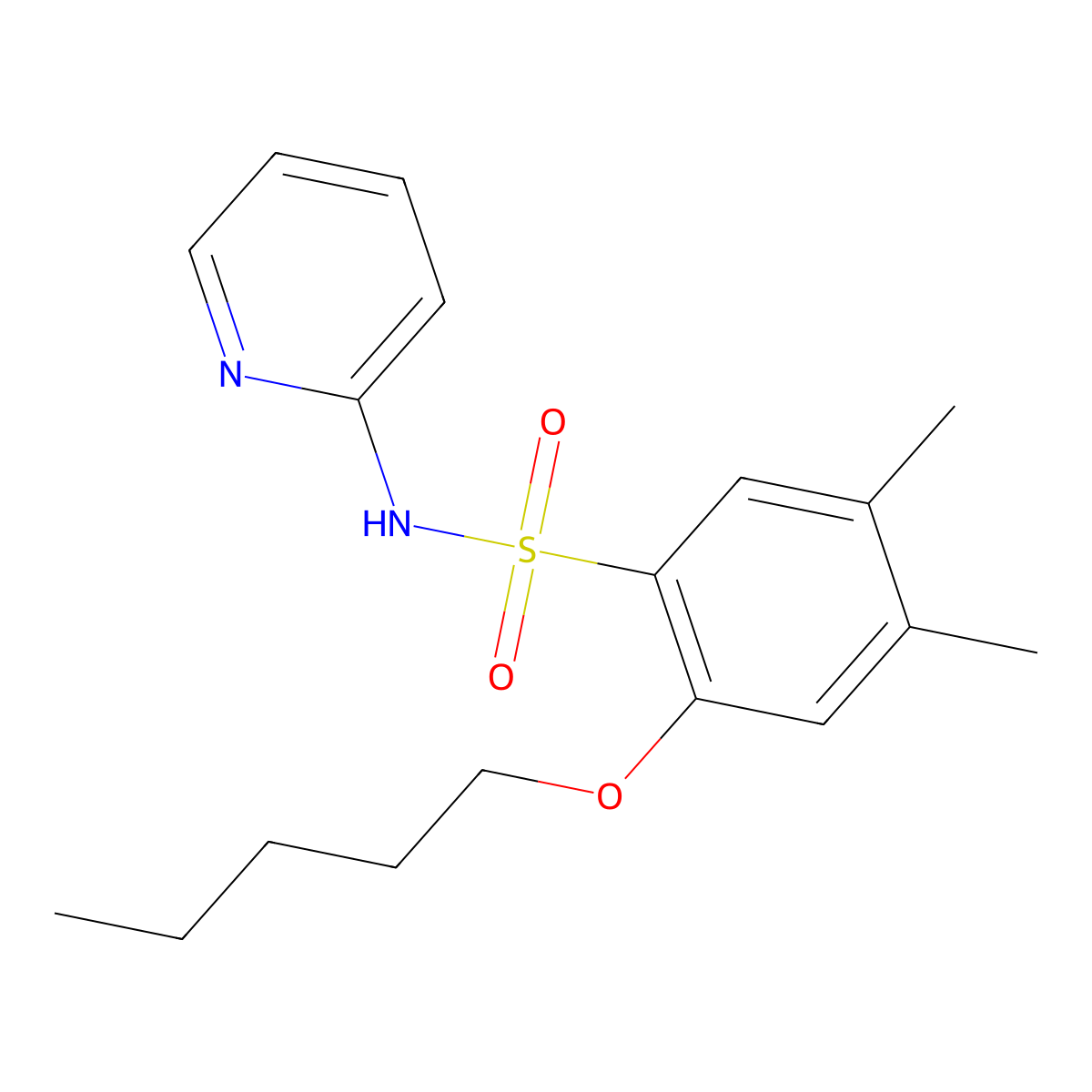 [(4,5-Dimethyl-2-pentyloxyphenyl)sulfonyl]-2-pyridylamine molecular structure, CAS 1206142-54-2