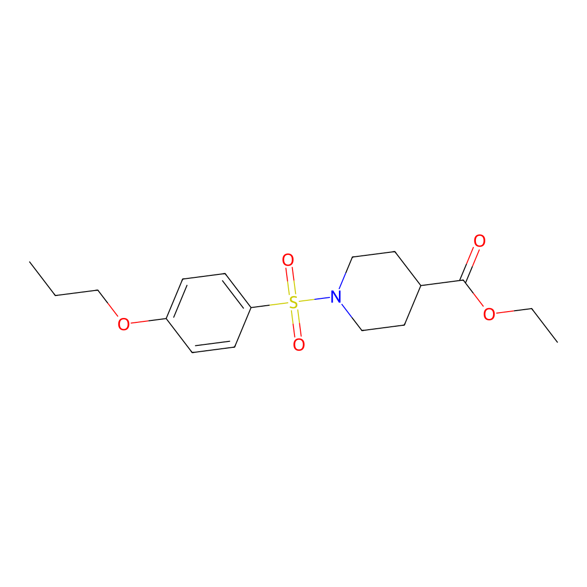 Ethyl 1-(4-propoxybenzenesulfonyl)piperidine-4-carboxylate molecular structure, CAS 1206142-77-9
