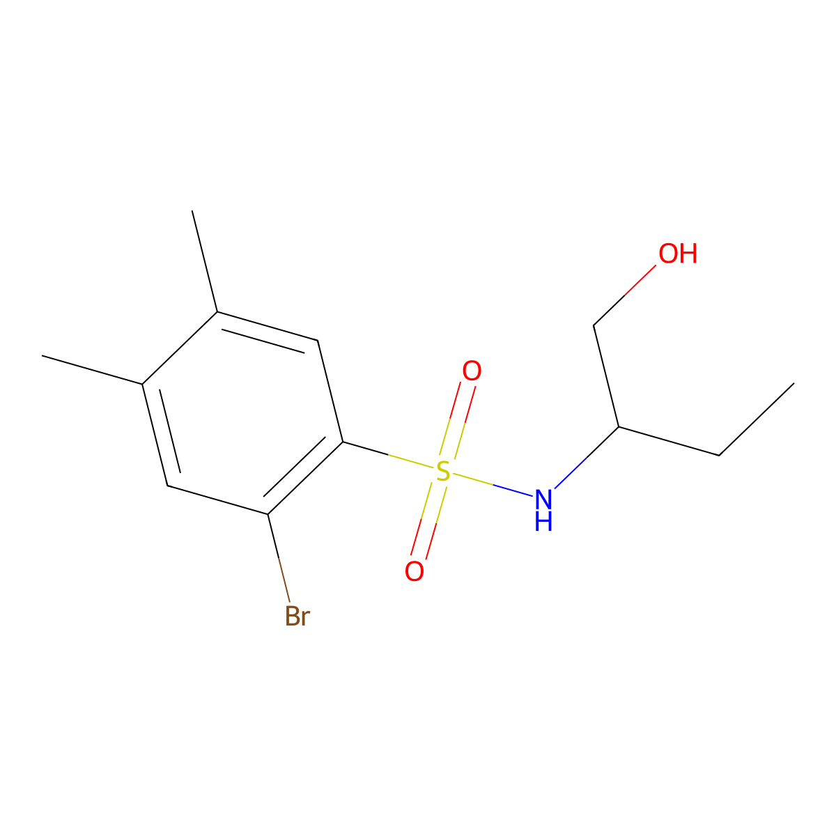 2-bromo-N-[1-(hydroxymethyl)propyl]-4,5-dimethylbenzenesulfonamide molecular structure, CAS 1206143-24-9