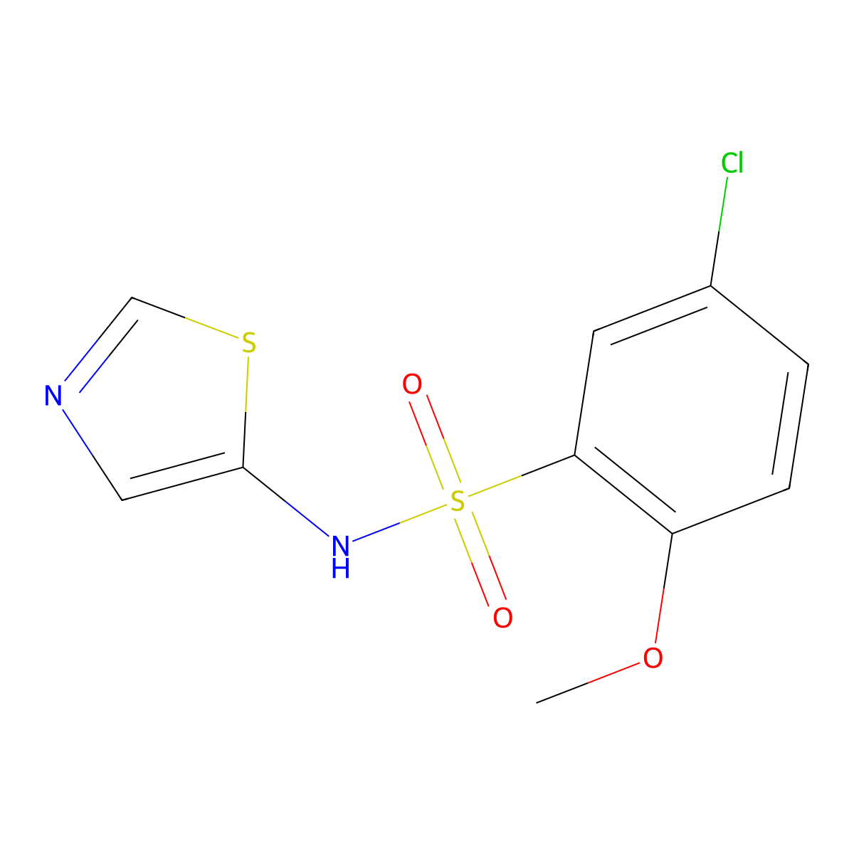 [(5-Chloro-2-methoxyphenyl)sulfonyl]-1,3-thiazol-5-ylamine molecular structure, CAS 1206143-30-7