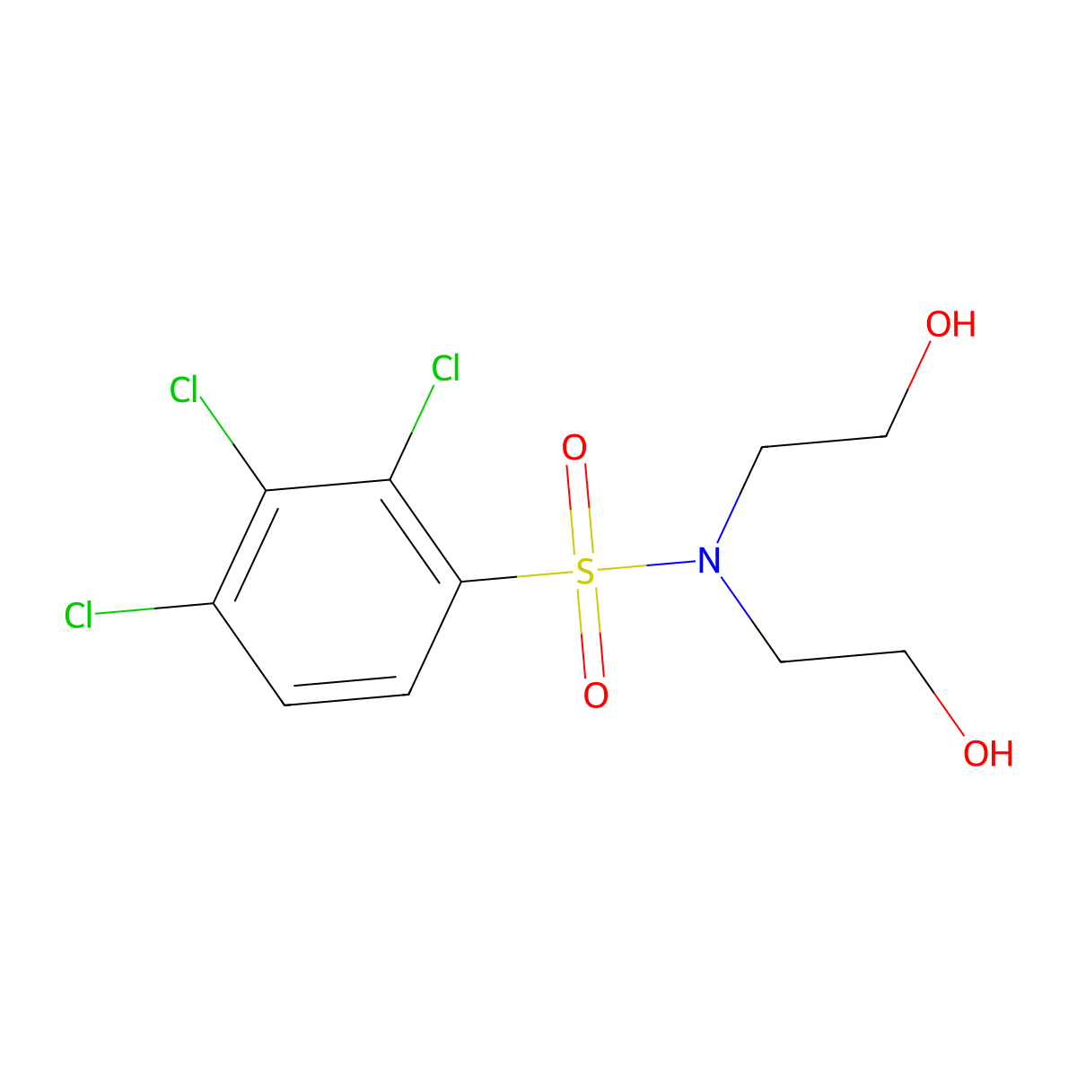 Bis(2-hydroxyethyl)[(2,3,4-trichlorophenyl)sulfonyl]amine molecular structure, CAS 1206143-61-4