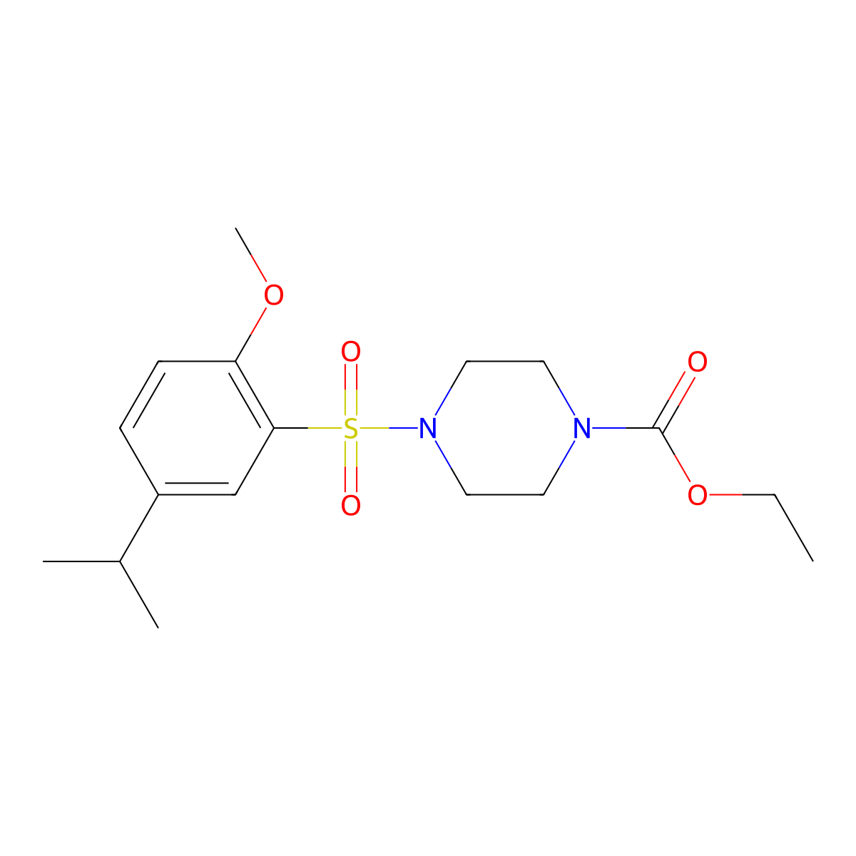 Ethyl 4-{[2-methoxy-5-(methylethyl)phenyl]sulfonyl}piperazinecarboxylate molecular structure, CAS 1206143-66-9