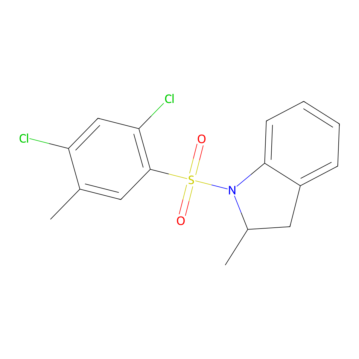 2,4-Dichloro-5-methyl-1-[(2-methylindolinyl)sulfonyl]benzene molecular structure, CAS 1206143-74-9